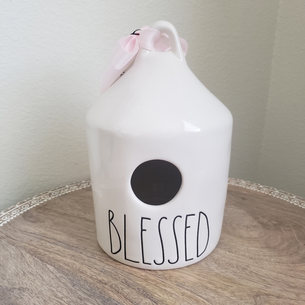 NWT Rae Dunn Blessed Birdhouse icon birds on back